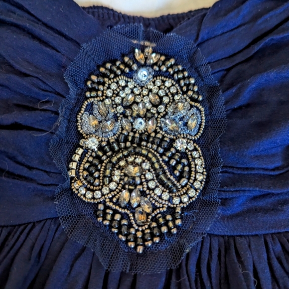 Navy Blue flouncy embellished tube top Y2K size xs - Picture 2 of 5